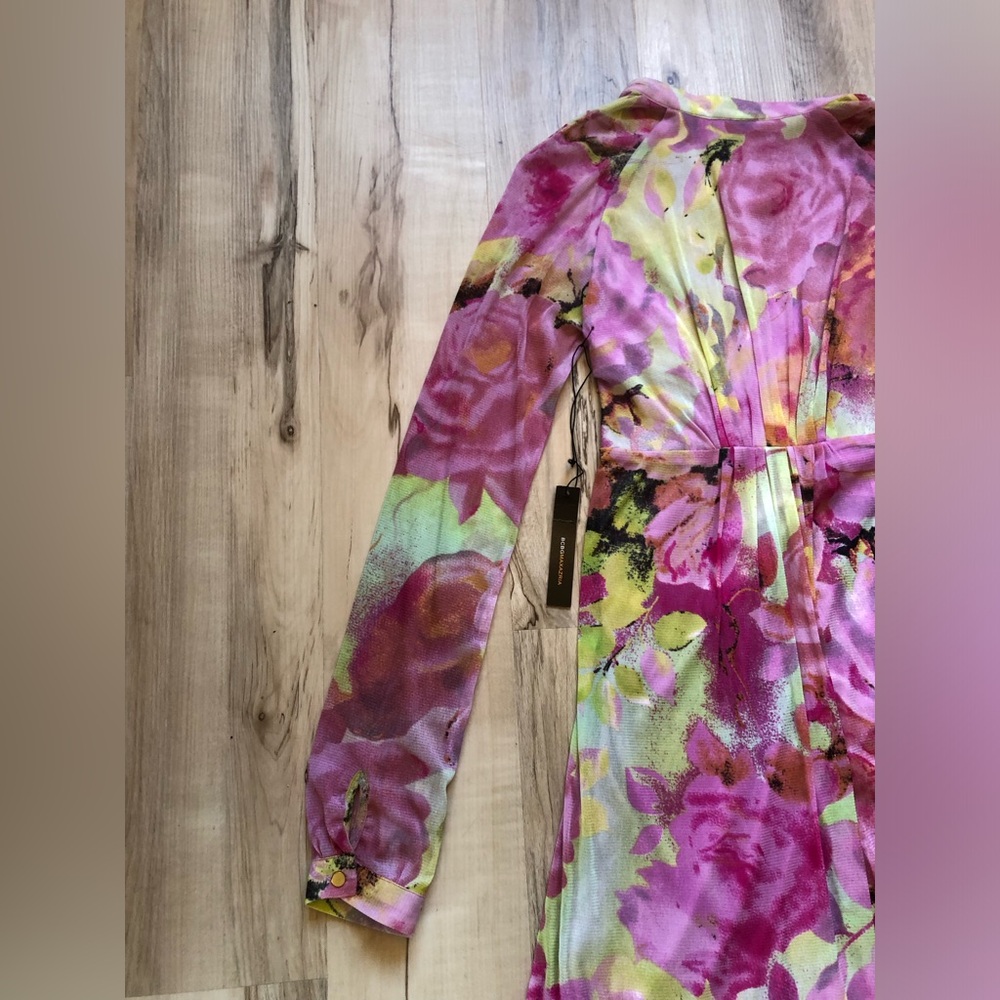 BCBGMAXAZRIA Secret Garden Floral A-Line Dress NWT BC33167D Mesh Small Light - Picture 14 of 15
